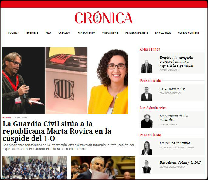 Portada de la web de Crónica Global.