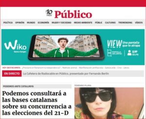 Portada de la web de Público.