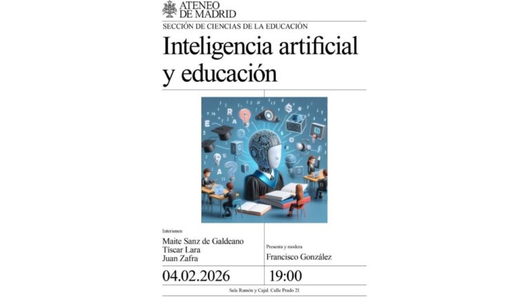 Cartel de evento sobre inteligencia artificial y educación en el Ateneo de Madrid